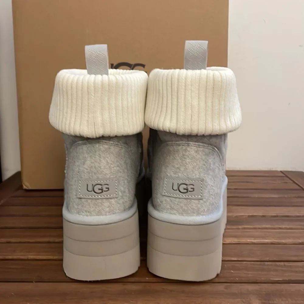 UGG Classic Mini Platform Felted Boots Grey USA Women Size 11/UK 9/EU 42